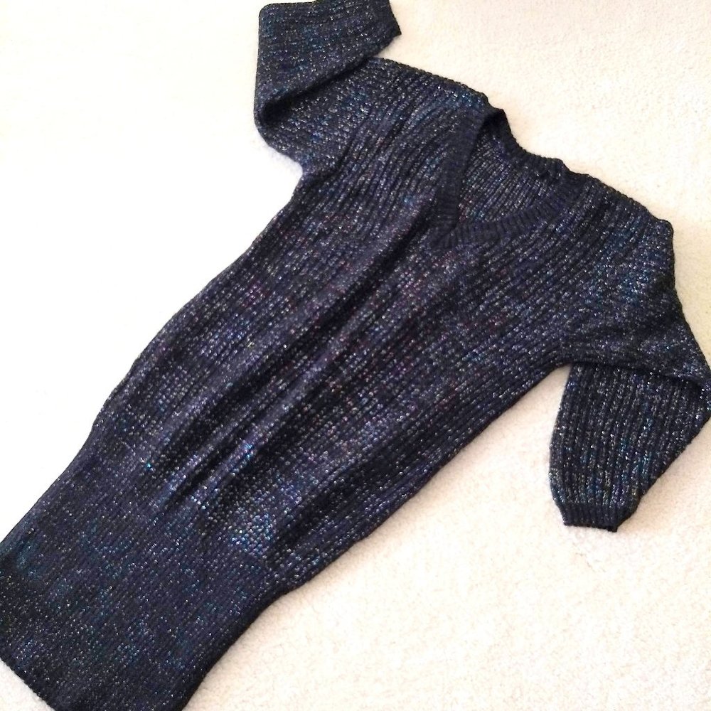 vintage 80s Benetton metallic chunky cable knit sweater dress NWOT